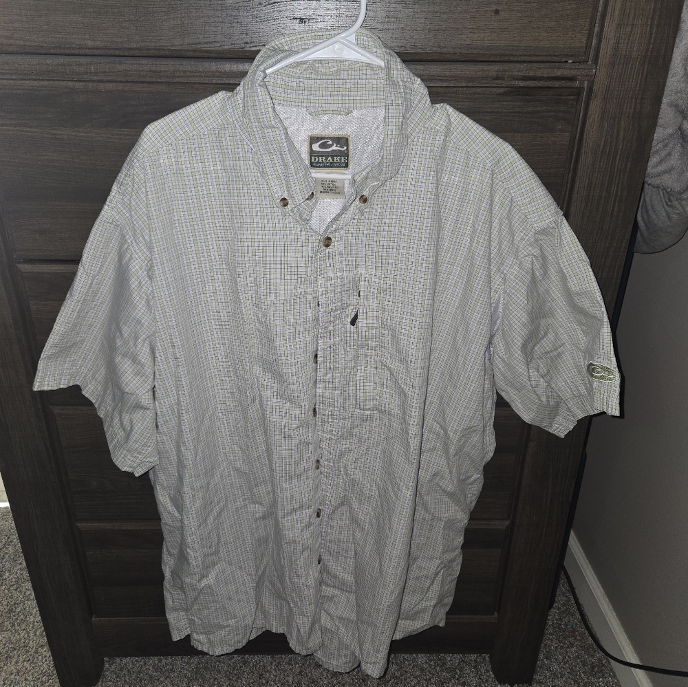 Drake Men's White/Green Checkered Ventes Shirt